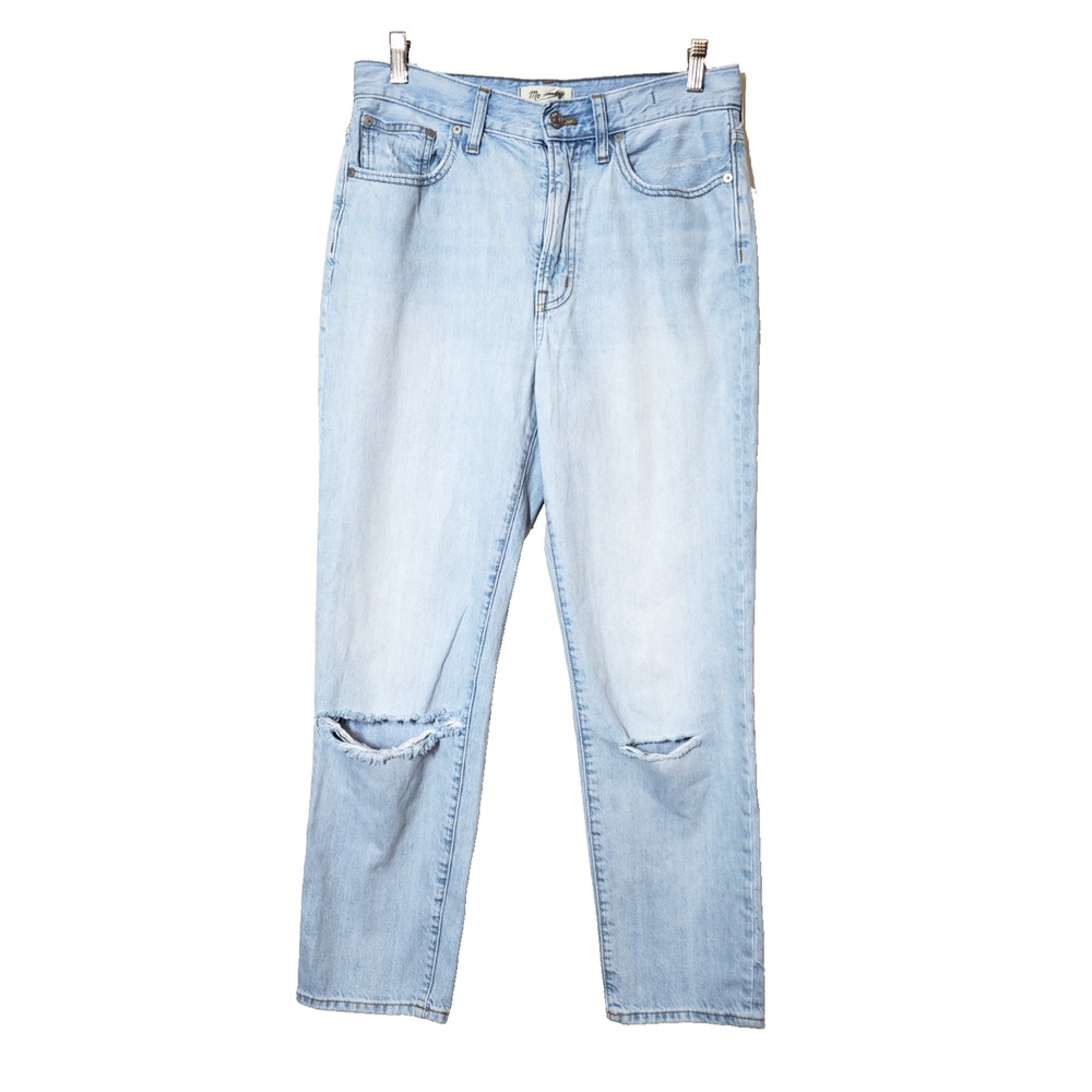 Madewell 28 The Perfect Vintage Jeans Straight Distressed High Rise Mom Light